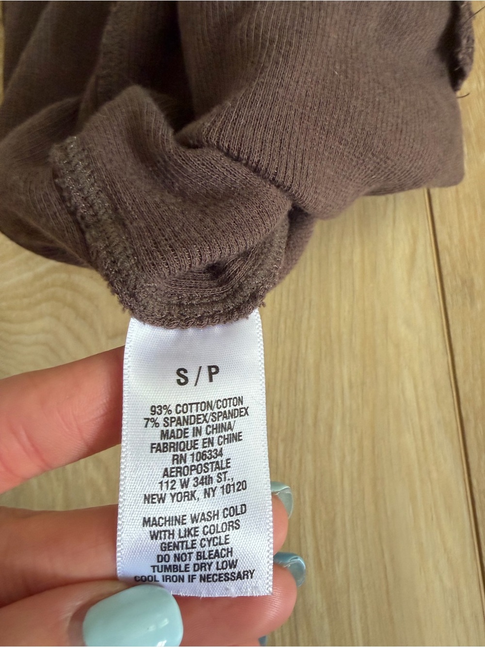 Aeropostale Short Sleeve Ribbed Henley Top - Dark Brown - Picture 3 of 3